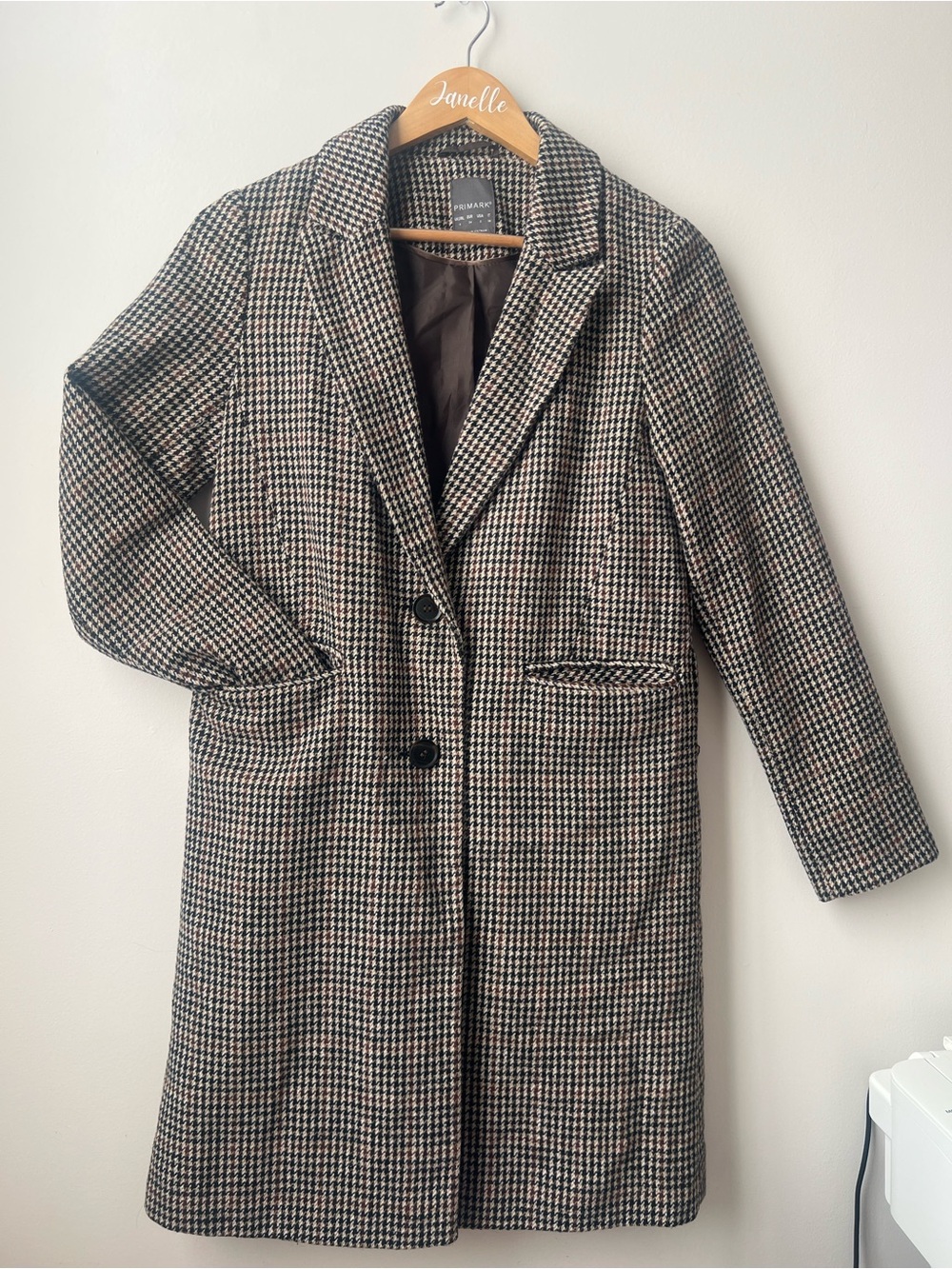 Primark Houndstooth Trench Coat - Brown/Black (MEASUREMENTS👇🏼)